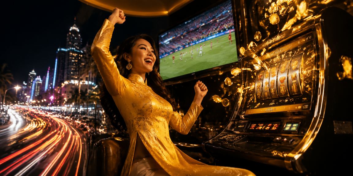 Người phụ nữ mặc áo dài chơi slot game trực tuyến tại Đà Nẵng qua hot789