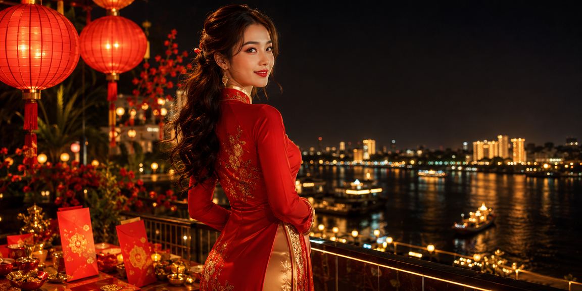 Người phụ nữ mặc áo dài nhận phong bì đỏ thưởng từ hot789 tại vùng đồng bằng sông Cửu Long